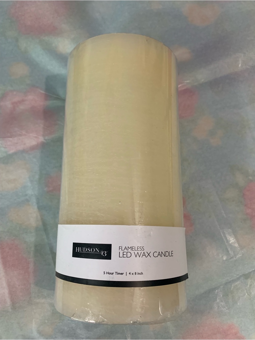 Hudson 43 Cream Flameless LED Wax Pillar Candle 4 x 8 Timer